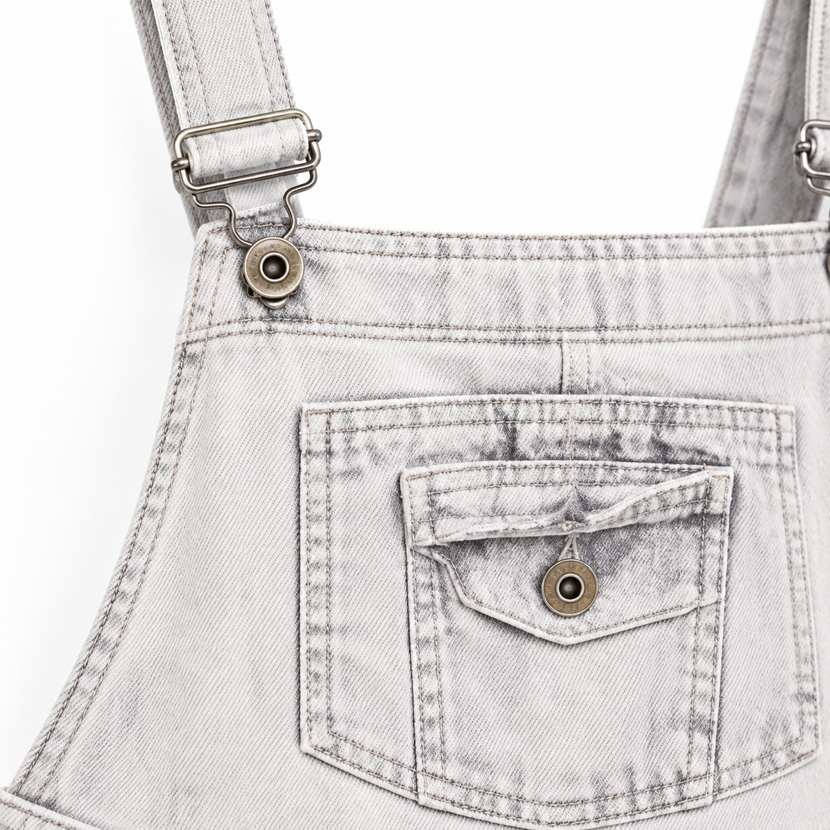 Zara Distressed Denim Cargo Dungarees – Light Wash