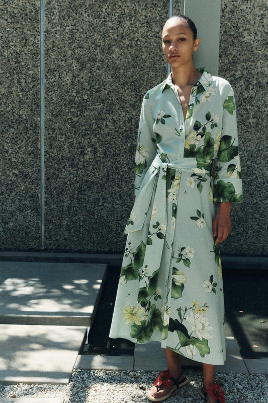 Shirt dress made of fabric with a floral print — ZW Collection