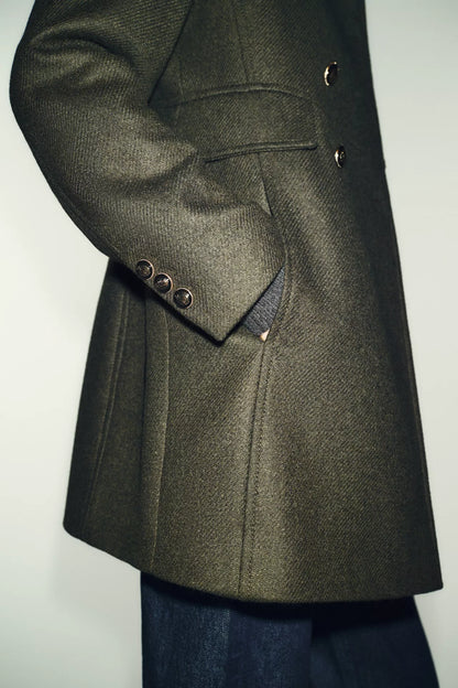 DOUBLE BREASTED WOOL BLEND COAT