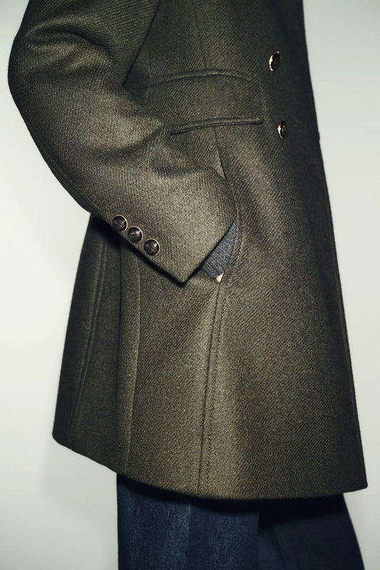 DOUBLE BREASTED WOOL BLEND COAT