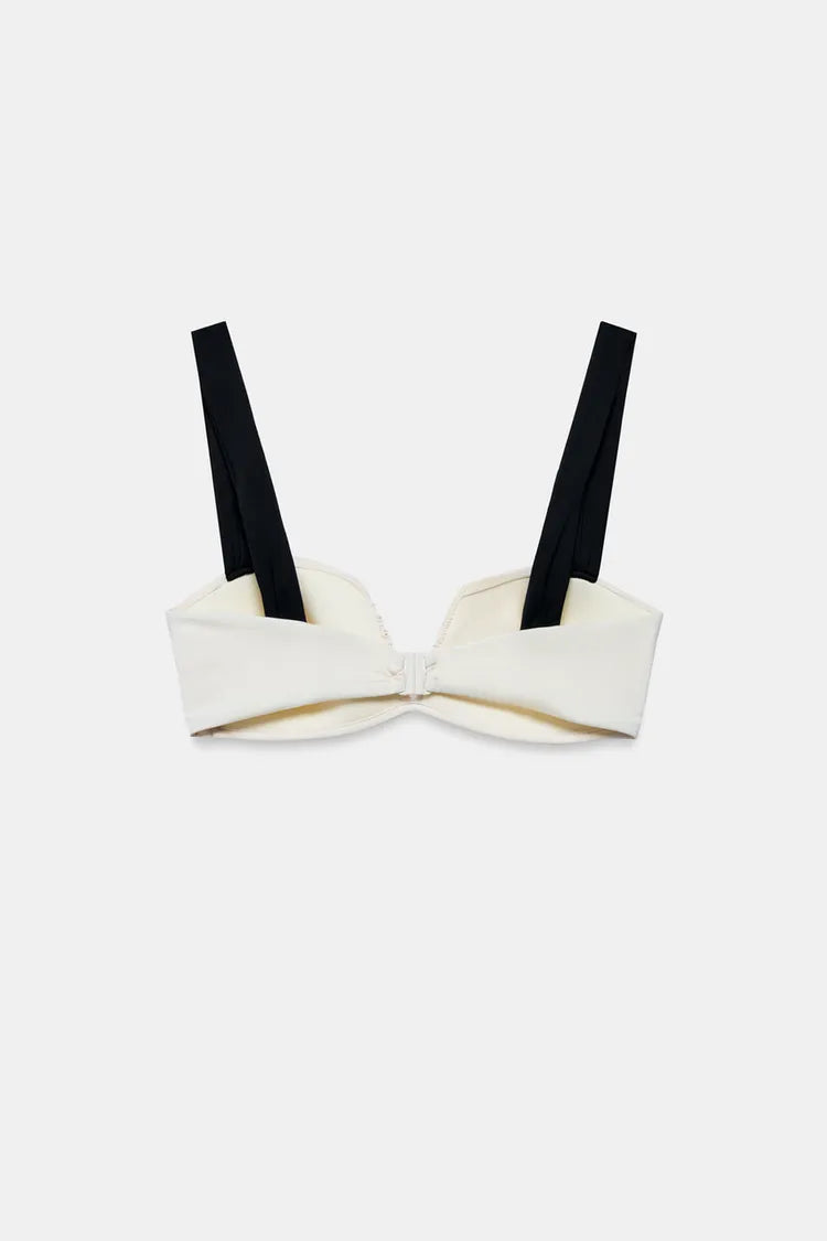 CONTRAST RUCHED BIKINI SET