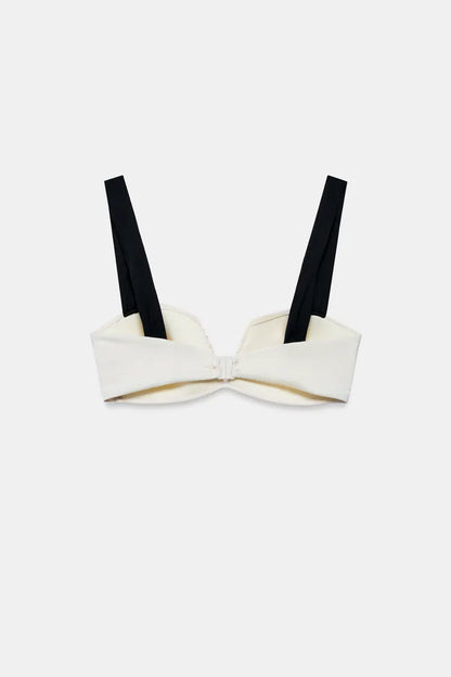 CONTRAST RUCHED BIKINI SET