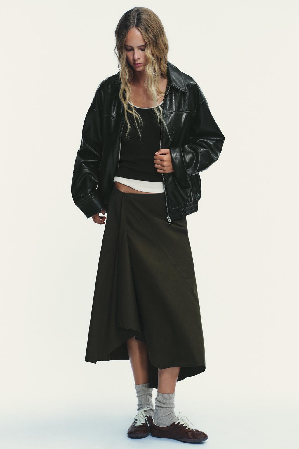 [B7] ASYMMETRIC MIDI SKIRT