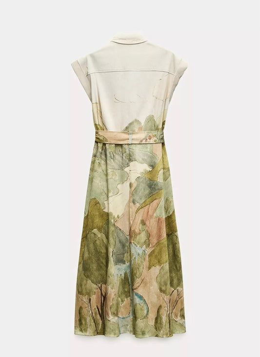 Print shirt dress