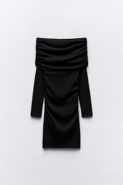 MINI DRESS DRAPED MULTIPOSITION COLLAR