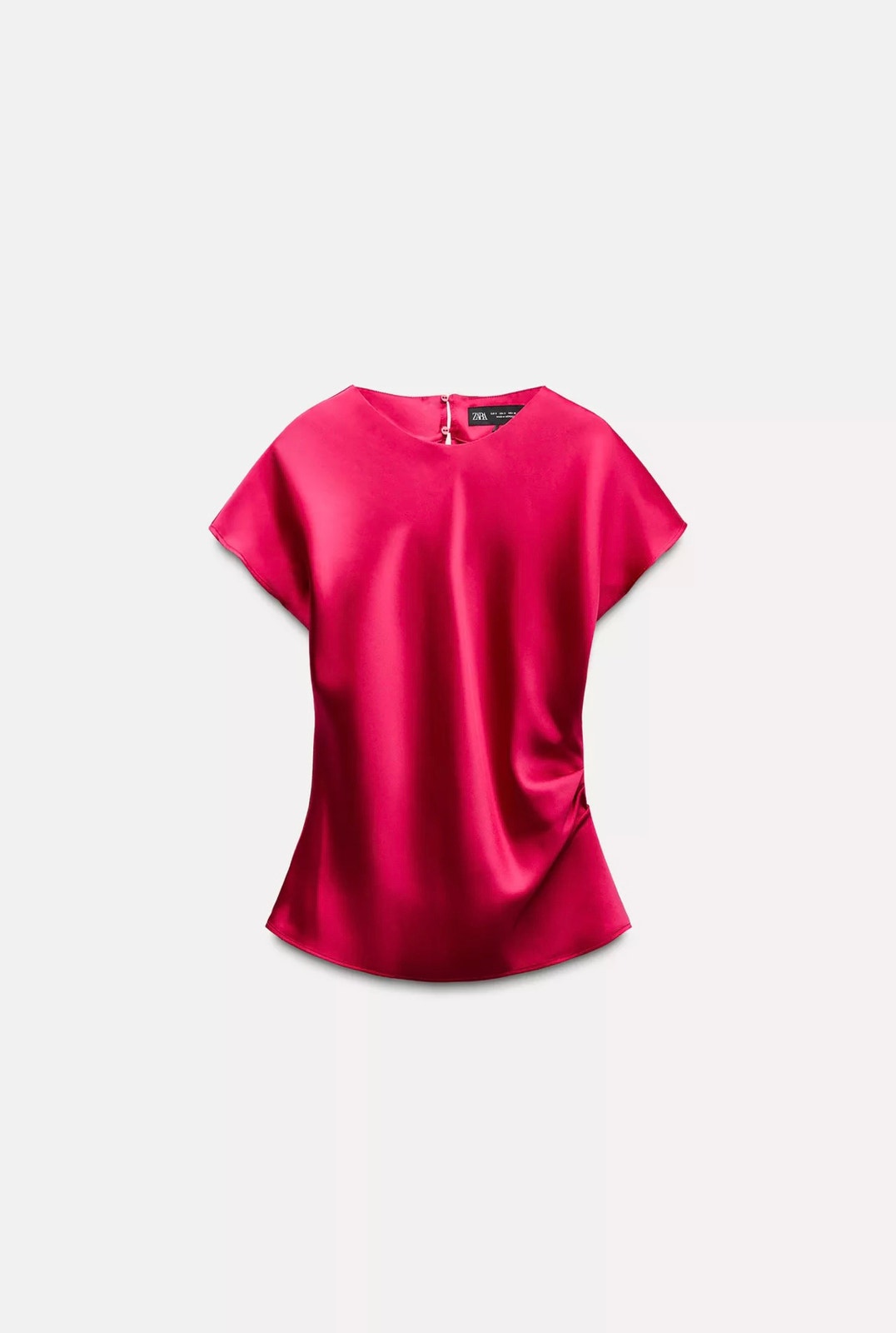 [A6] SATIN TOP FEATURES A ROUND NECK