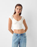 [X2] SHIRRED MILKMAID TOP
