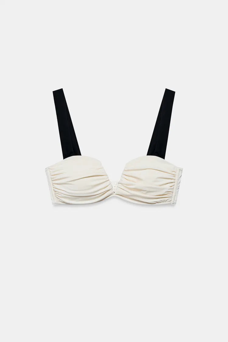 CONTRAST RUCHED BIKINI SET