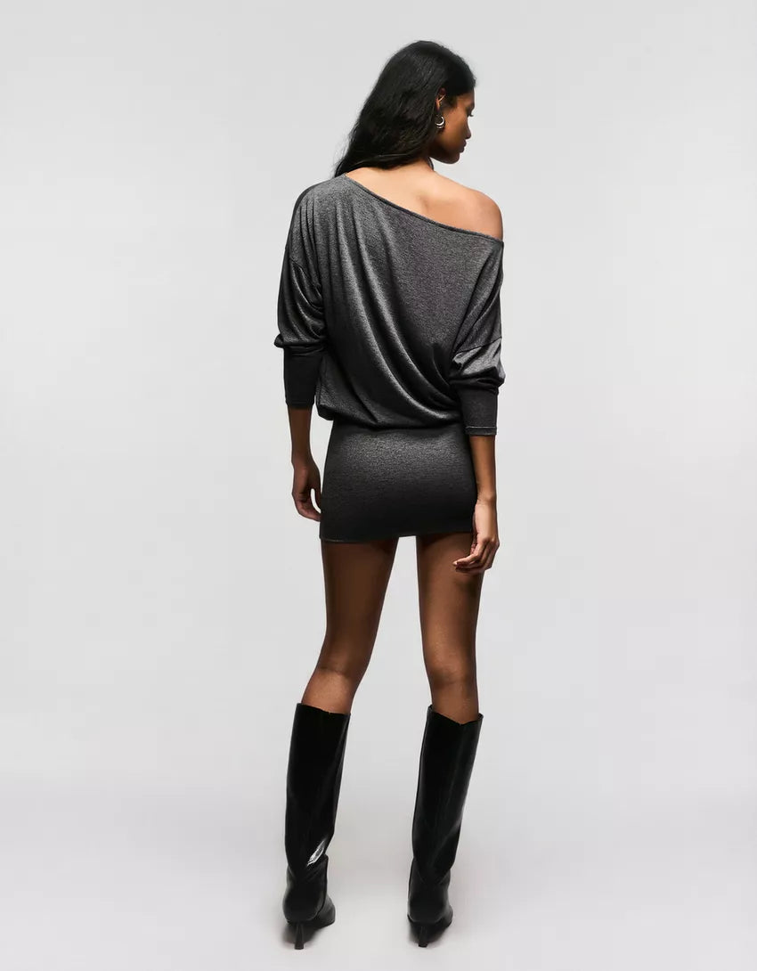 OFF-SHOULDER LONG SLEEVE MINI DRESS