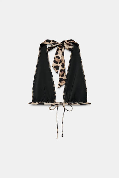 ANIMAL PRINT HALTER BIKINI SET