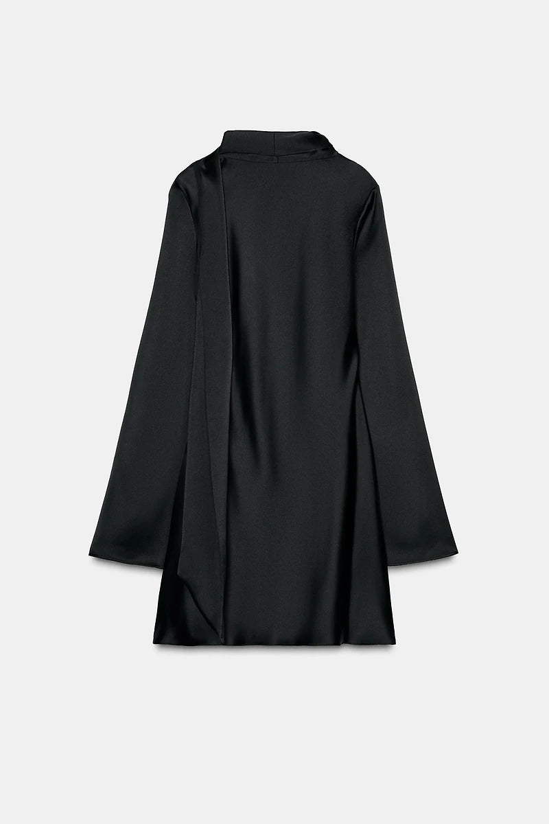 [E5] SATIN EFFET SCARF DRESS