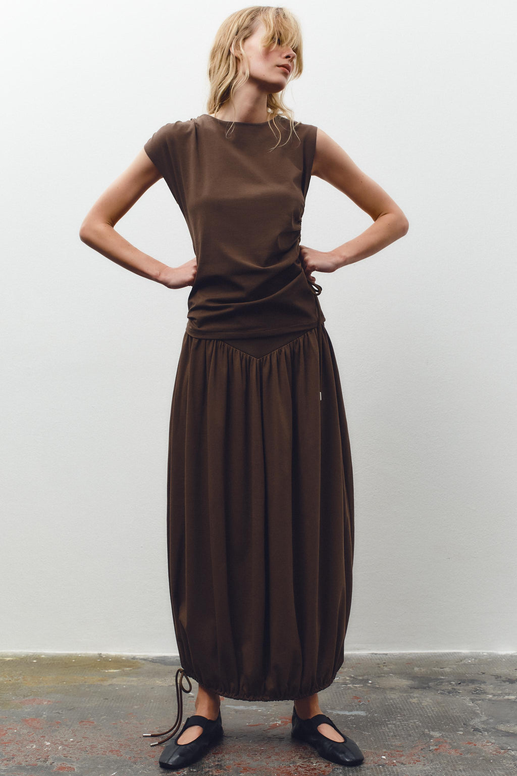 [D3] VOLUMINOUS BALLOON MIDI SKIRT