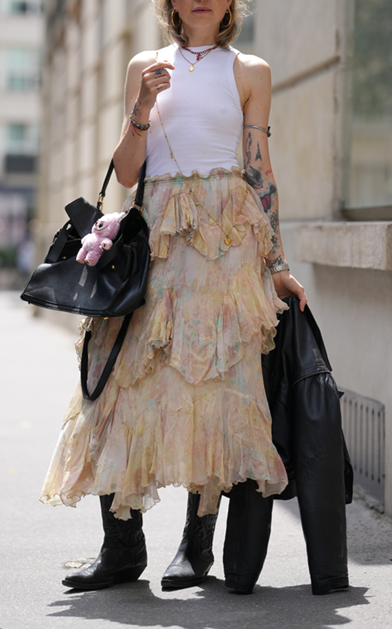ZW COLLECTION PRINTED RUFFLE SKIRT