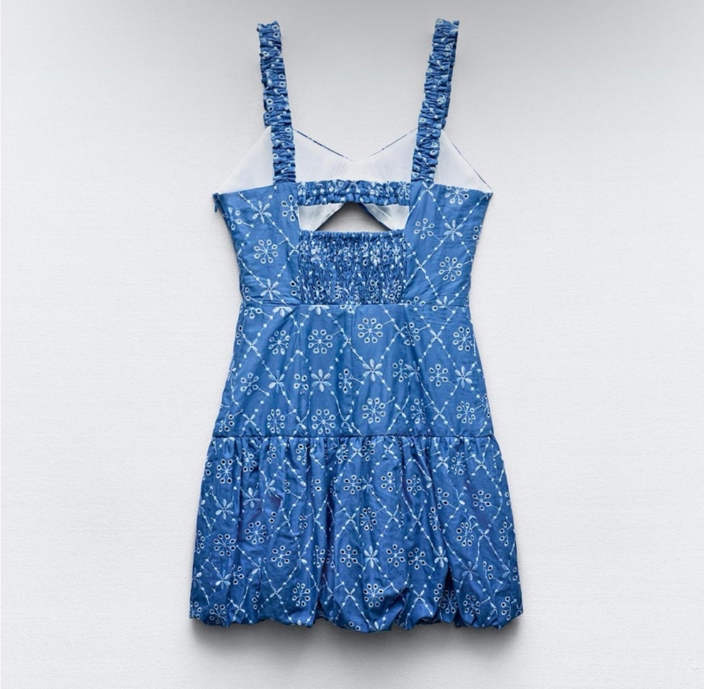 [A2] Cotton Blend Openwork Embroidered Mini Dress