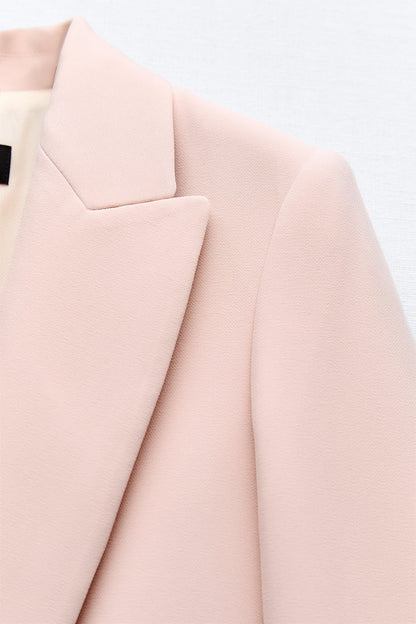 Soft Pink Rolled-Sleeve Blazer