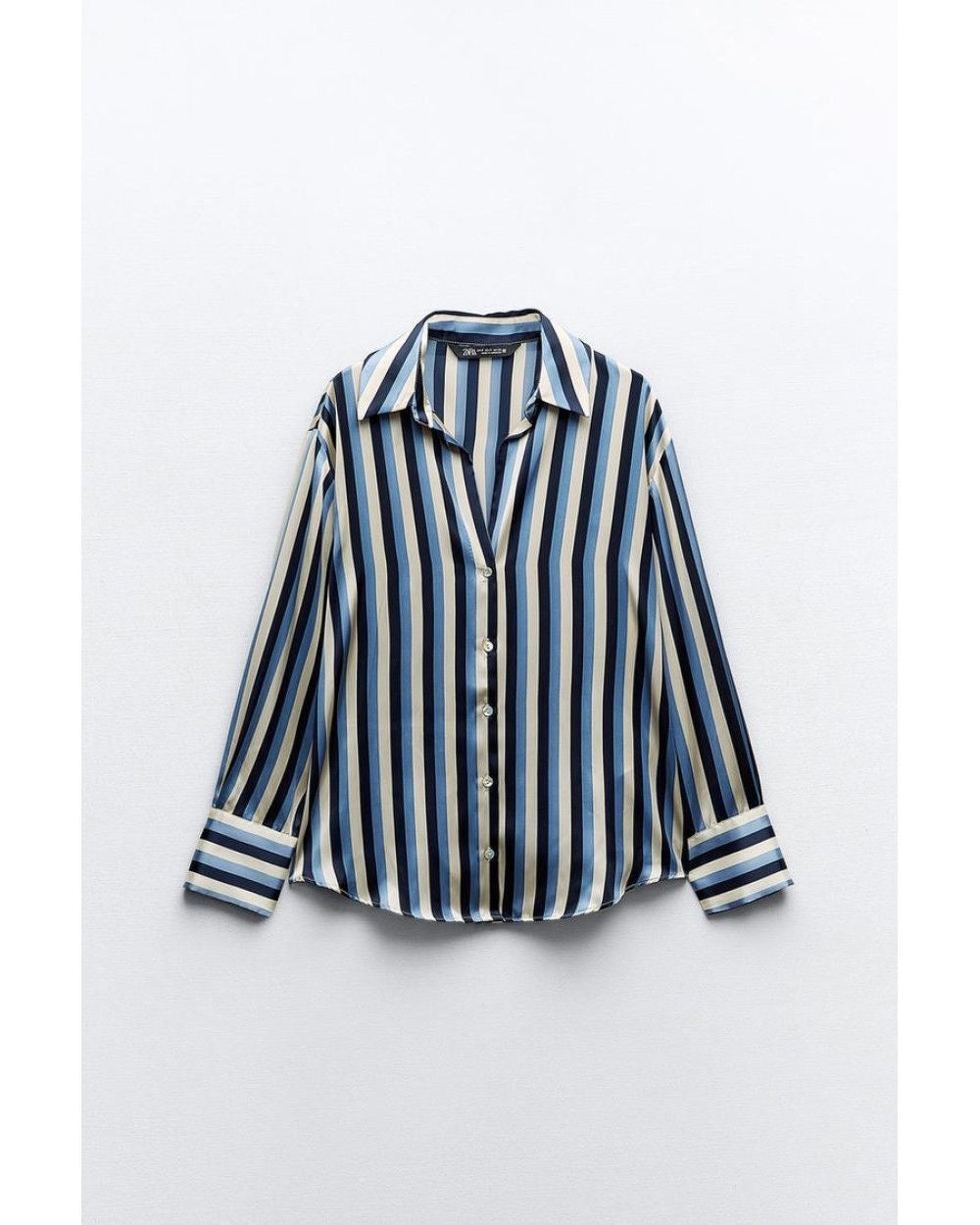 [B5] Striped satin shirt