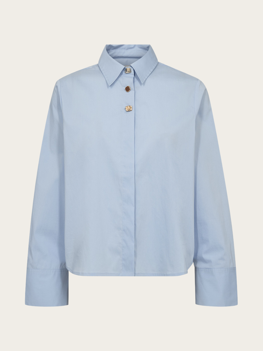 [A3] Cotton Poplin Shirt with Decorative Buttons