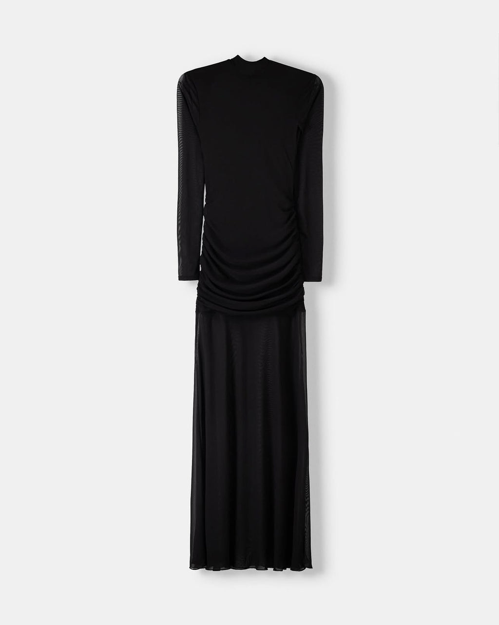 [E1] LONG SLEEVE TULLE MAXI DRESS