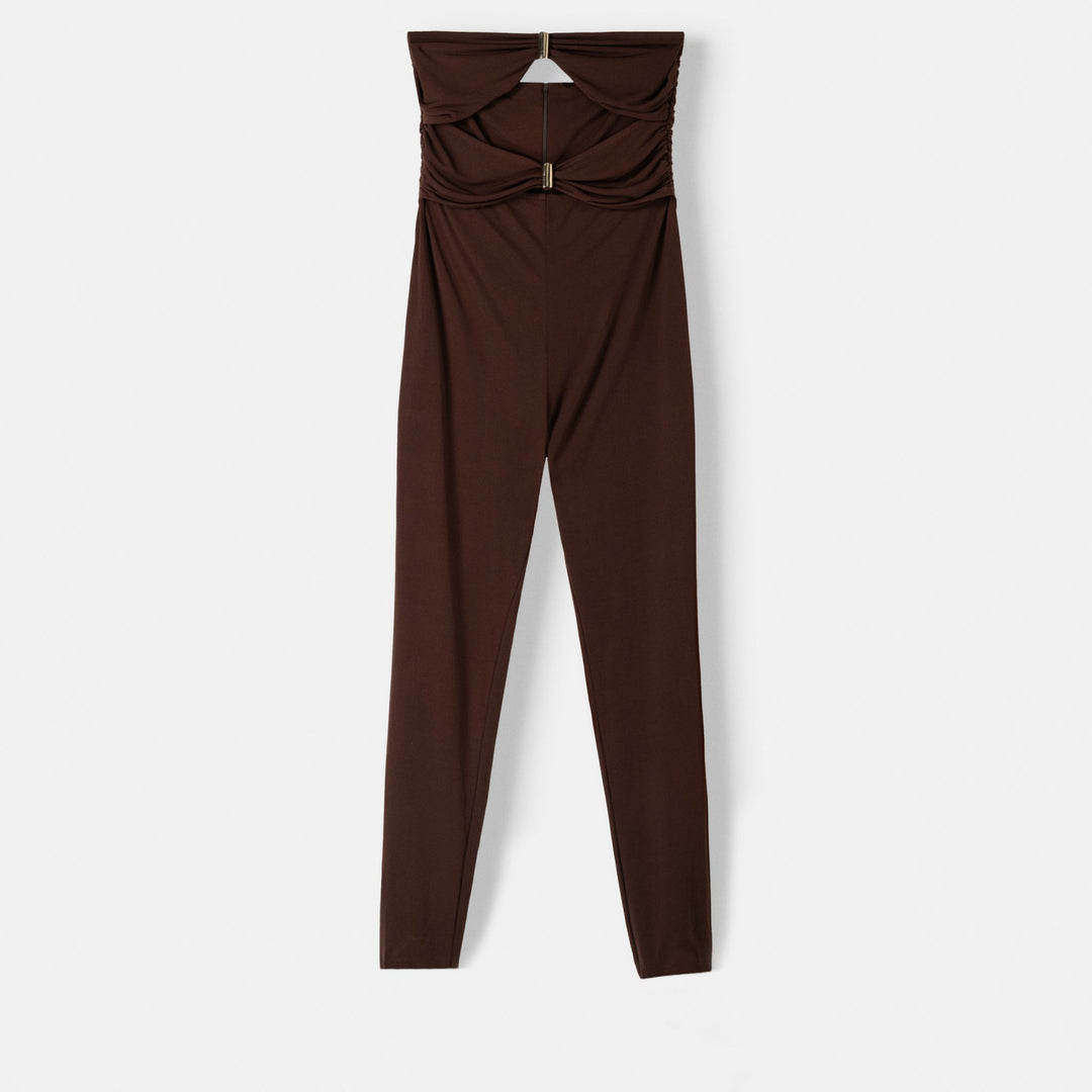 [X2] STRAPLESS JUMPSUIT FEATURING RHINESTONE HEART DETAILS CUT-OUTS