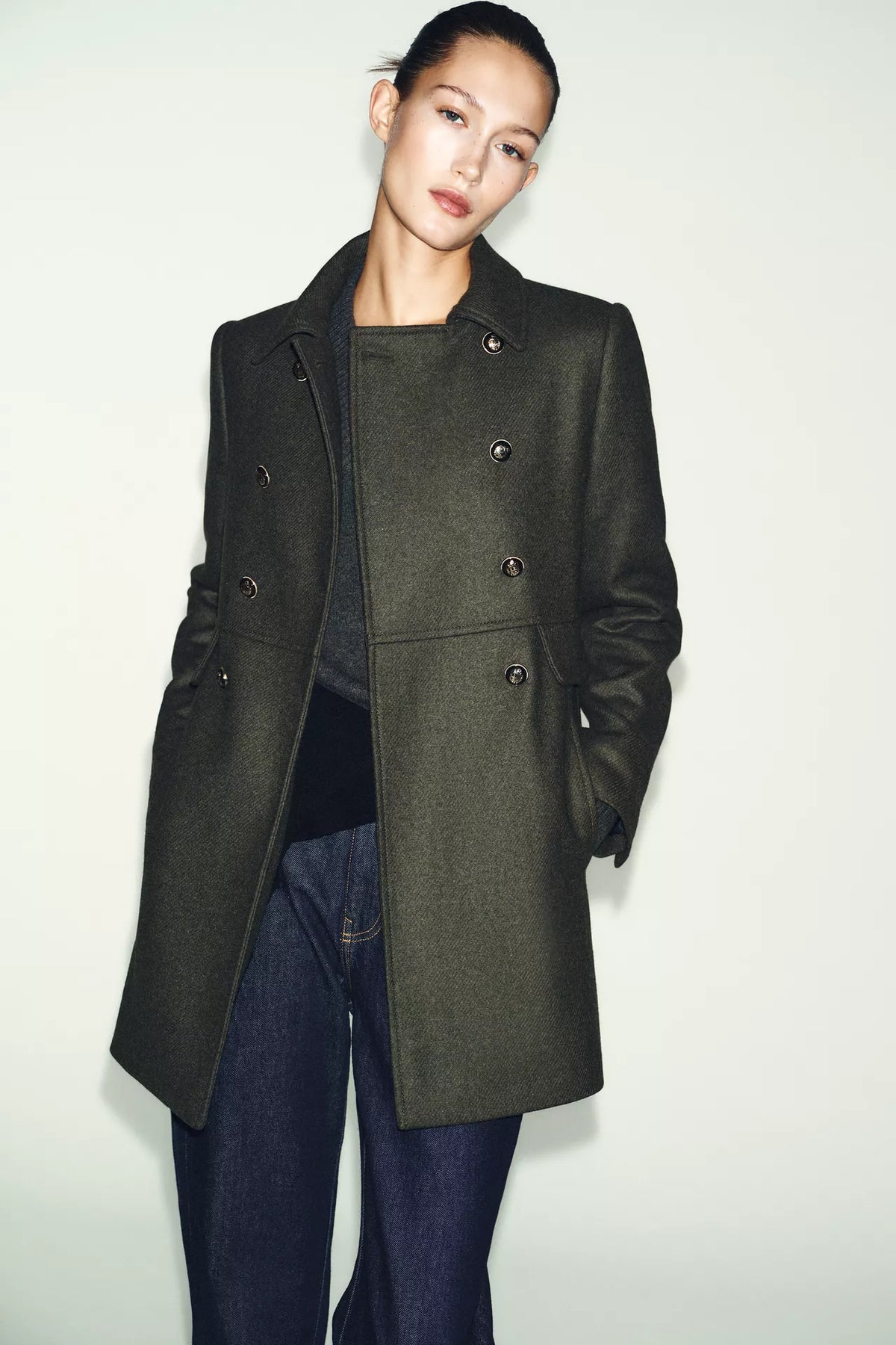 DOUBLE BREASTED WOOL BLEND COAT