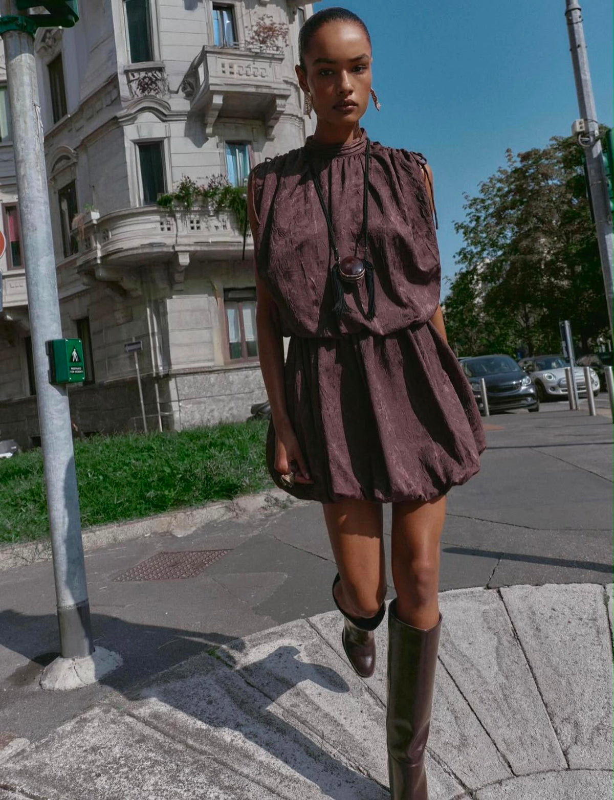 [B4] ZARA ROBE MINI VOLUME JACQUARD