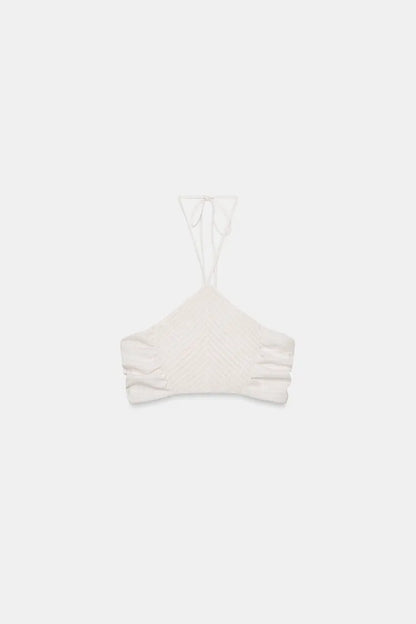 GINGHAM HALTER CROP TOP
