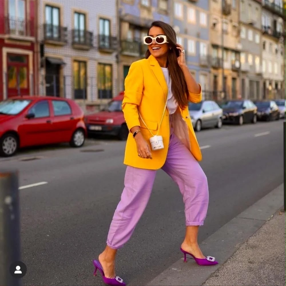 ZARA YELLOW TAILORED BLAZER WITH POCKETS