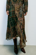 ASYMMETRIC PRINTED MIDI SKIRT
