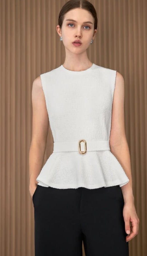 [A3] PEPLUM TOP WITH BELT
