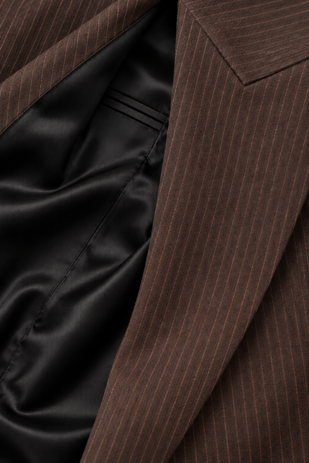 Dark Brown Pinstripe Double-Breasted Blazer & Wide-Leg Trousers Set