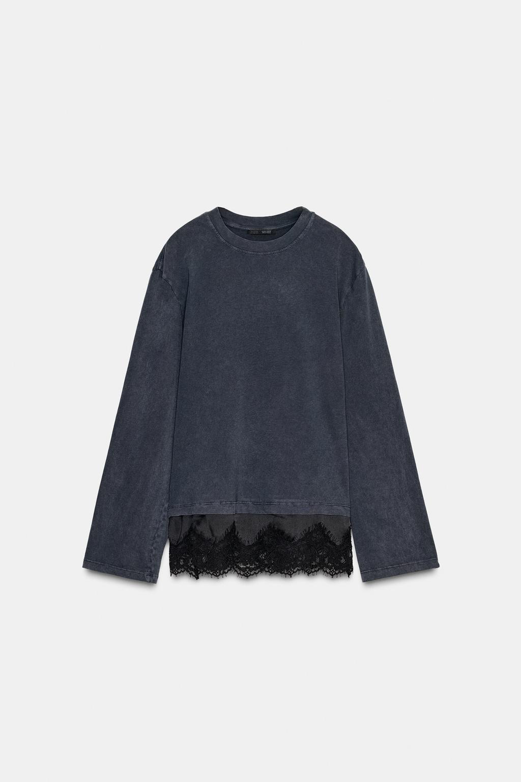 Lace-Trim Combination T-Shirt