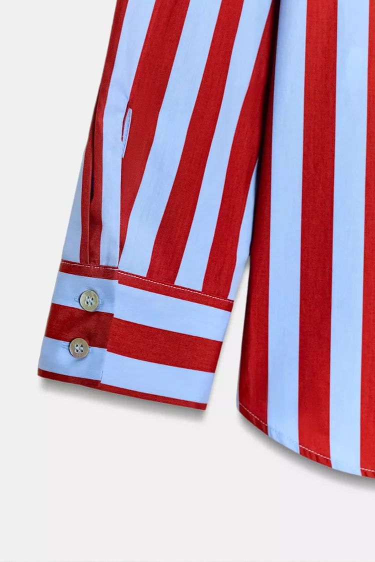Striped Shirt with a prominent bow neck detail