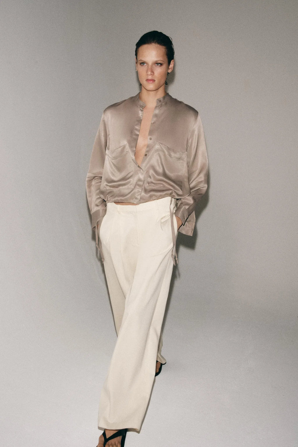 ZW COLLECTION SILK BUTTON DOWN SHIRT
