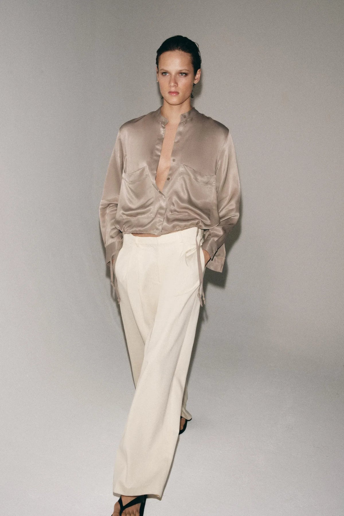ZW COLLECTION SILK BUTTON DOWN SHIRT