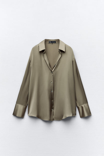[B8] OVERSIZED SATIN SHIRT