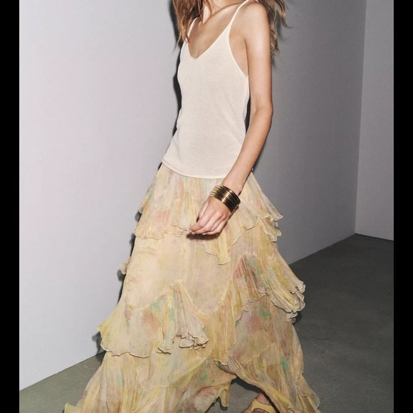 ZW COLLECTION PRINTED RUFFLE SKIRT