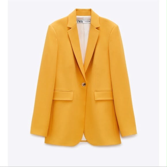 ZARA YELLOW TAILORED BLAZER WITH POCKETS