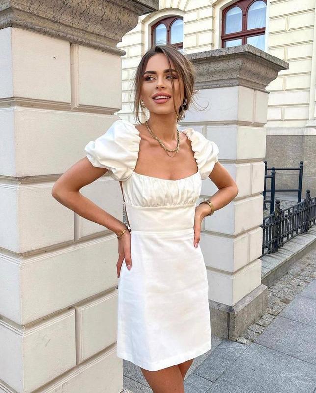 PUFF SLEEVE BACKLESS MINI DRESS | WHITE
