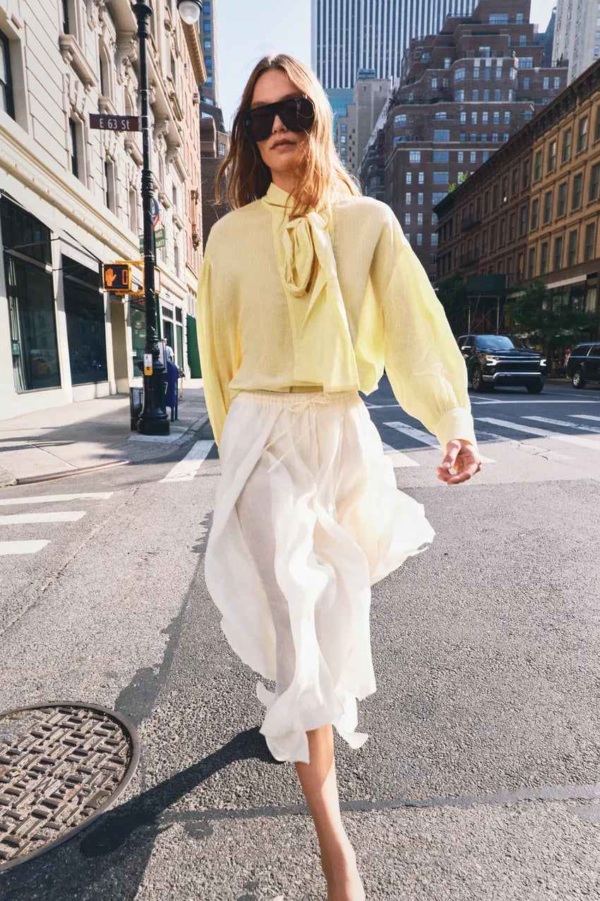 [X2] ZW Collection blouse with a tie neck