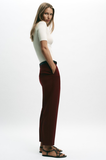 High-waisted straight-leg trousers