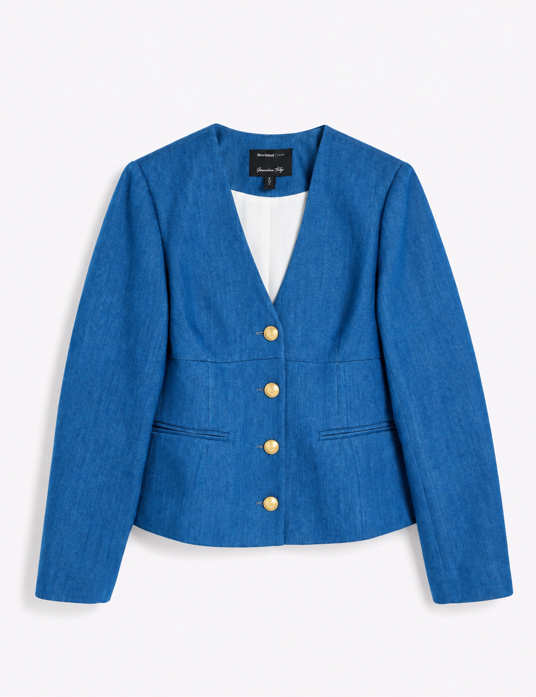 Blue Denim V-Neck Blazer