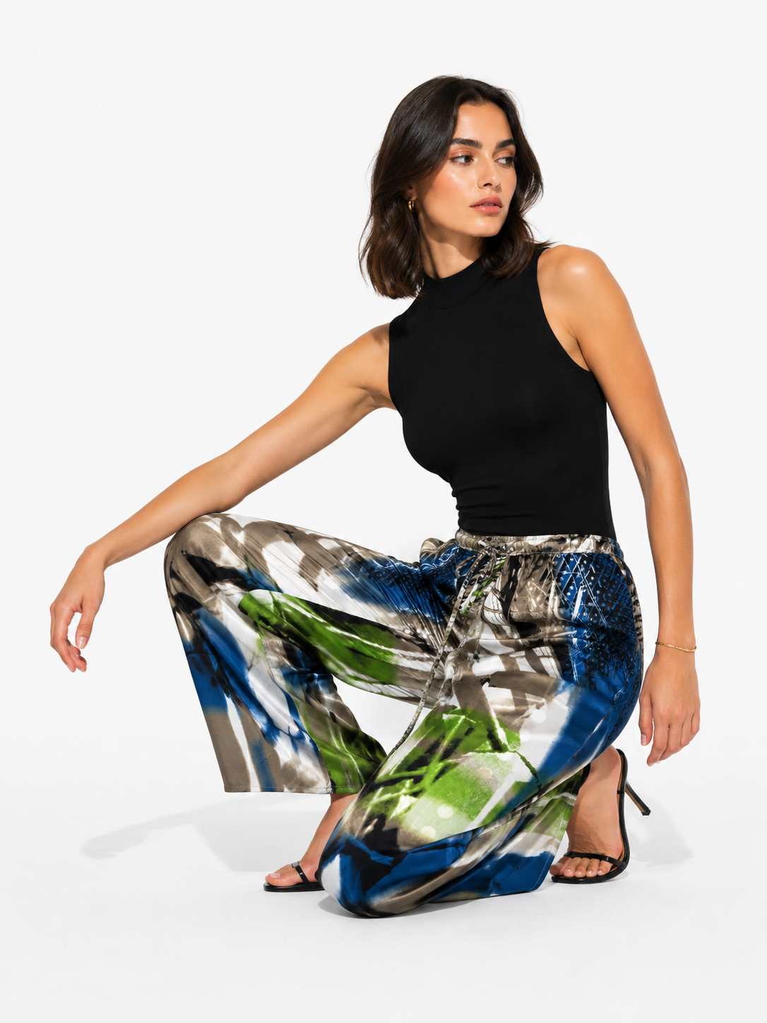 [C8] FLOWY PRINTED PANTS | BLUE TOUCH