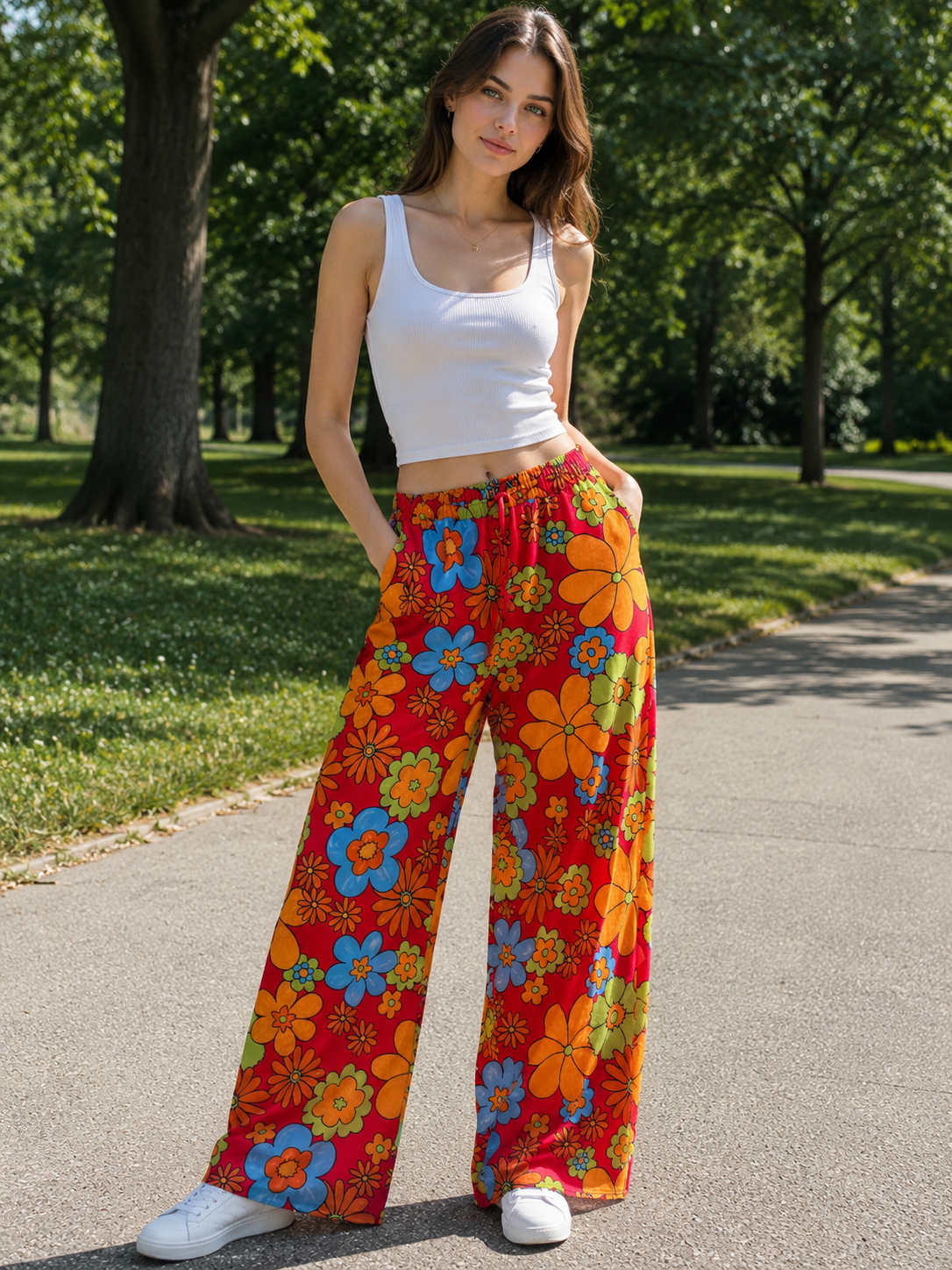 [C9] FLOWY FLORAL PRINTED PANTS