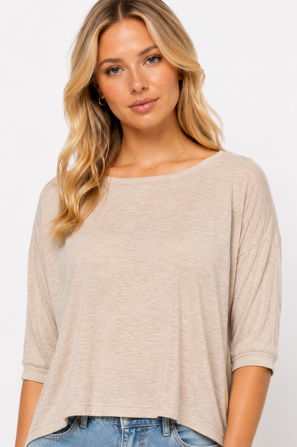 [C7] OVERSIZED DOLMAN SLEEVE T-SHIRT | BEIGE