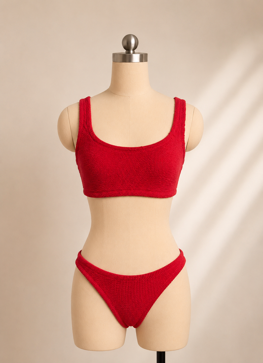TEXTURED BIKINI | Red