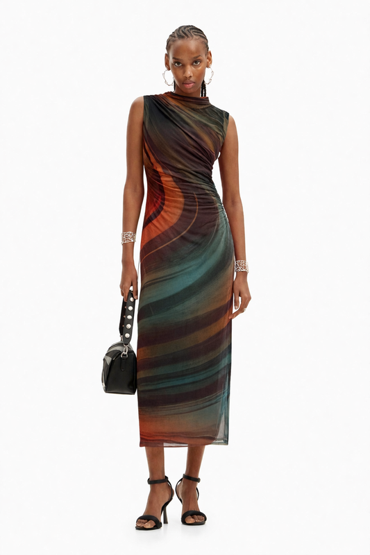 [D1] TULLE WAVE MIDI DRESS