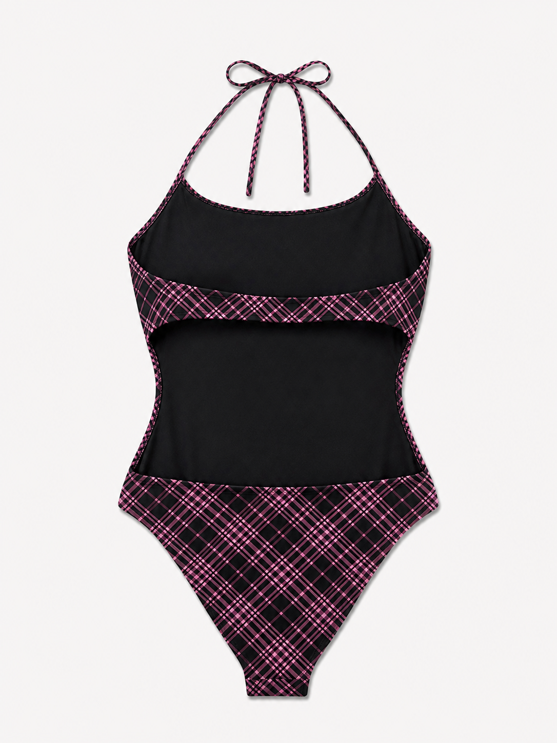 PLAID BACKLESS ONE-PIECE SWIMSUIT