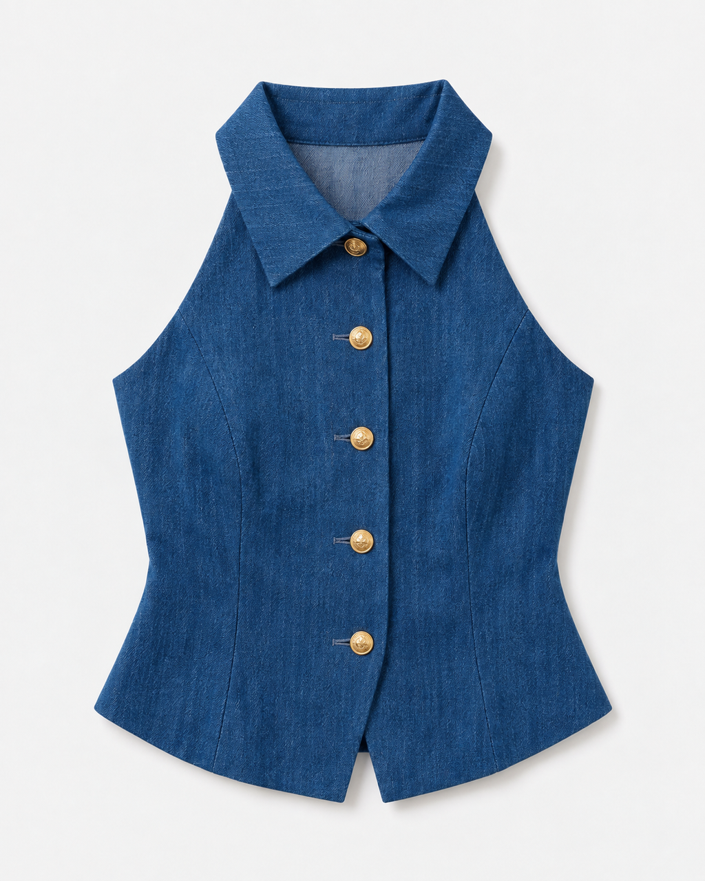 Blue Denim Gold Button Waistcoat