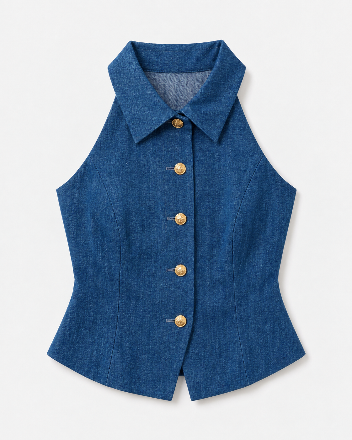 Blue Denim Gold Button Waistcoat