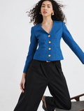 Blue Denim V-Neck Blazer